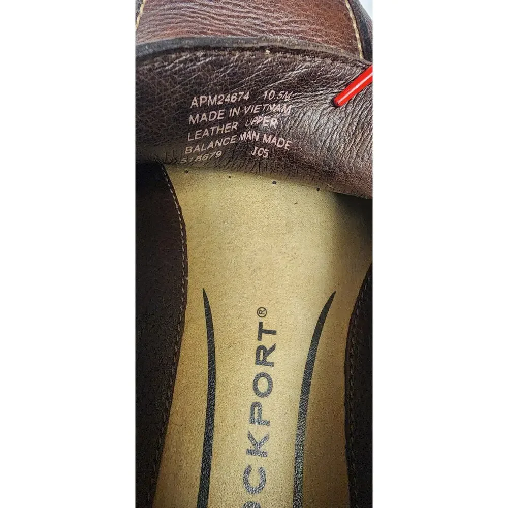 Rockport AMP24674 Kinetic Air Circulation Men's Brown Leather Loafer Shoes 10.5M